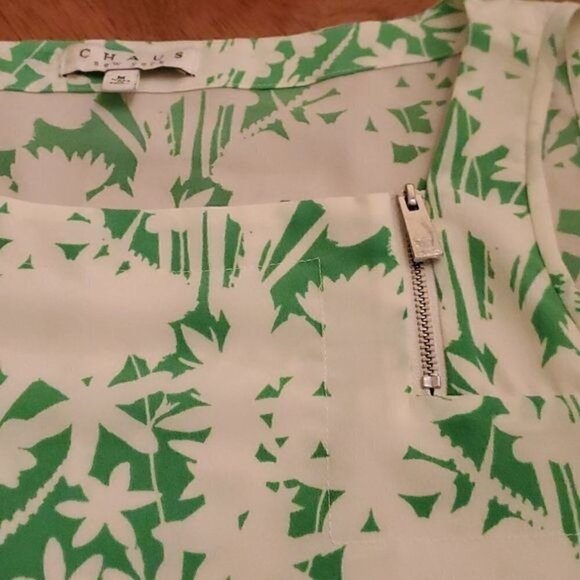 Chaus New York Sleeveless Green & White Floral Lined Sleeveless Sz. M Blouse - Picture 2 of 13